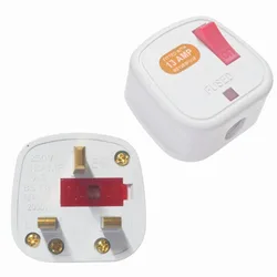 White 13A 250V British standard 3pins detachable wiring plug with fuse independent switch indicator UK Hong Kong socket Type-I