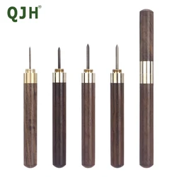 1Pcs Brass Diamond Shape Wood Handle Leather Sewing Awl, Canvas Leathercraft Sewing Needle-Scribe, Layout Work 4 Size-3/4/5/6mm