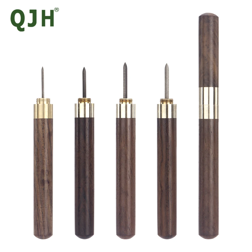 1Pcs Brass Diamond Shape Wood Handle Leather Sewing Awl, Canvas Leathercraft Sewing Needle-Scribe, Layout Work 4 Size-3/4/5/6mm