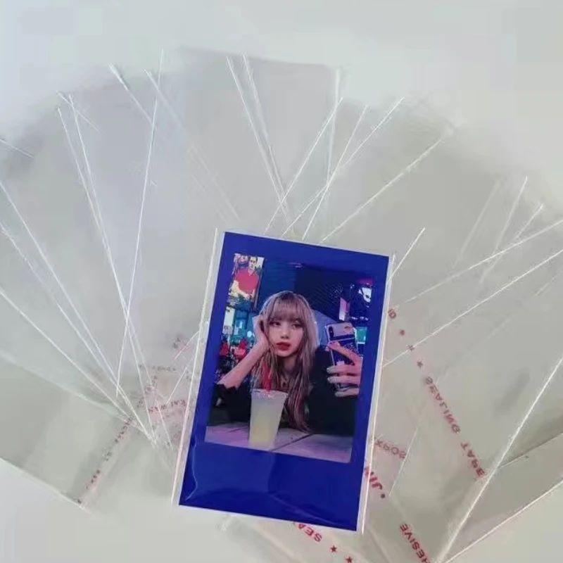 10PCS Transparent Laser Card Storage Self-adhesive Bag Protection Bag Colorful Stars Flowers Photo Protector Cards Shield Covers