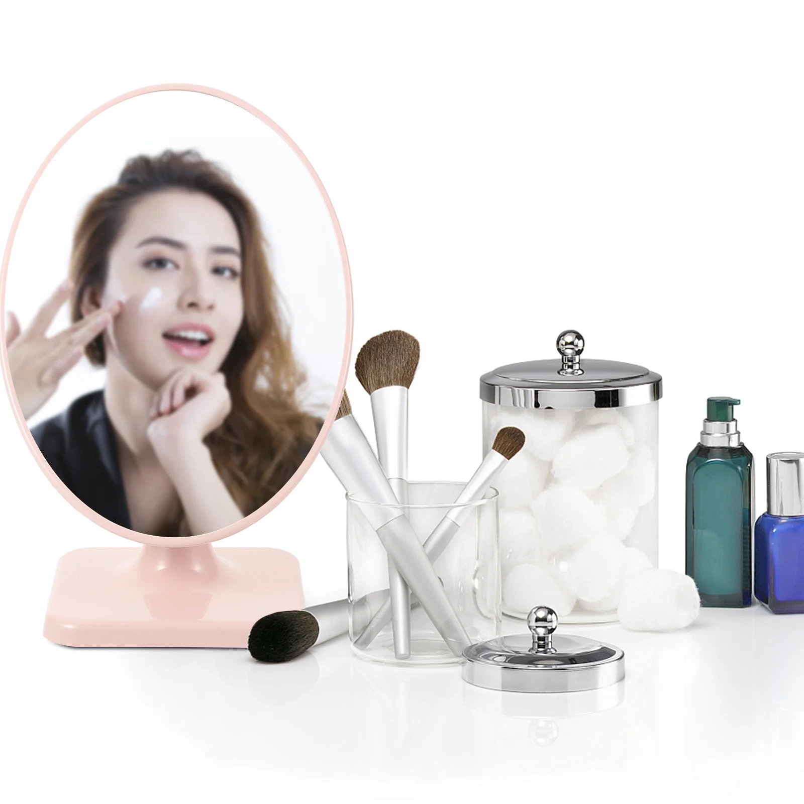 

Ellipse Makeup Mirror with Sturdy Stand Desktop Vanity for Bedroom Bathroom Decor Aesthetic Tabletop Mirror for Women