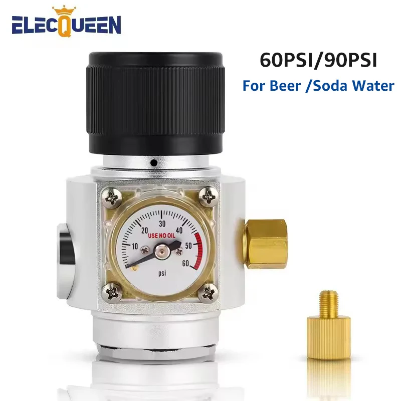 Mini Co2 Regulator,Barb/Thread Brewing Co2 Charger with Unique Relief Pressure Hole,Beer Keg Soda Cylinder Gas Charging Regulatr