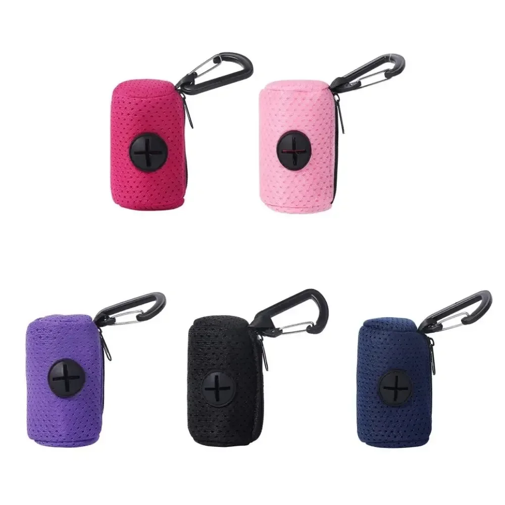 

Mesh Dog Poo Bags Dispenser Portable Hanging with Buckle Dogs Waste Bag Holder Colorful Pet Garbages Dispensers For Walking