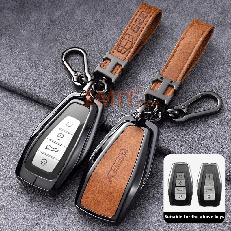 Zinc Alloy Car Key Case Cover Shell for Geely Okavango Coolray Atlas Monjaro Tugella Emgrand GT S Proton X50 X70 X6 X7 EX7 GC9