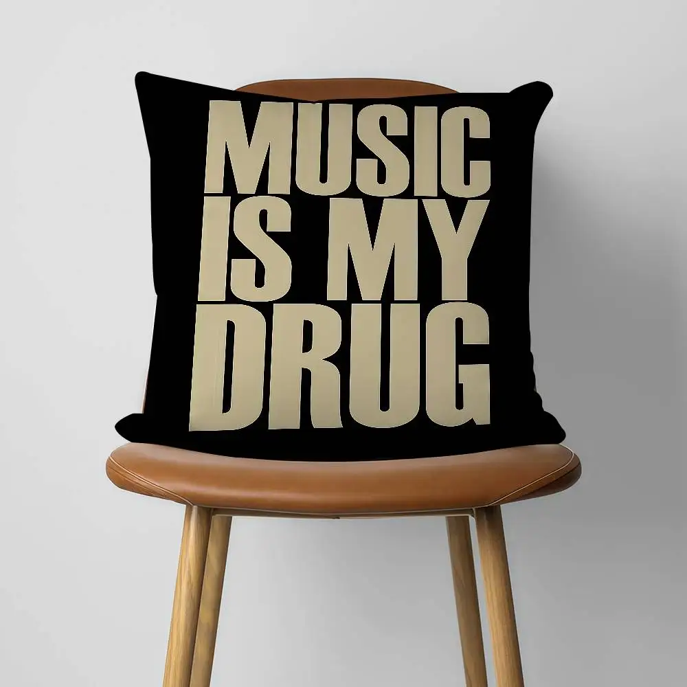 Music Is My Drug Luxury 30x30cm 45x45cm Pillow Case Decor Protective Covers Comfortable Soft For Sofa Living Room Home Office