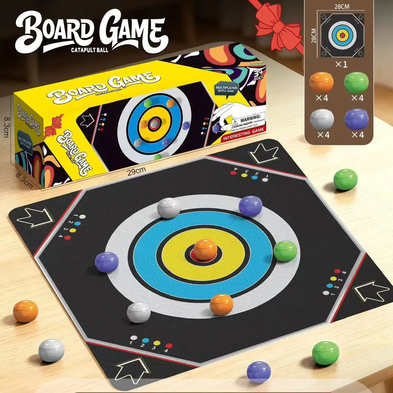 Curling Board Game with Marble Target Bowling Shooter Chess, Family Competitive Play, Multiplayer Party Fun Toy