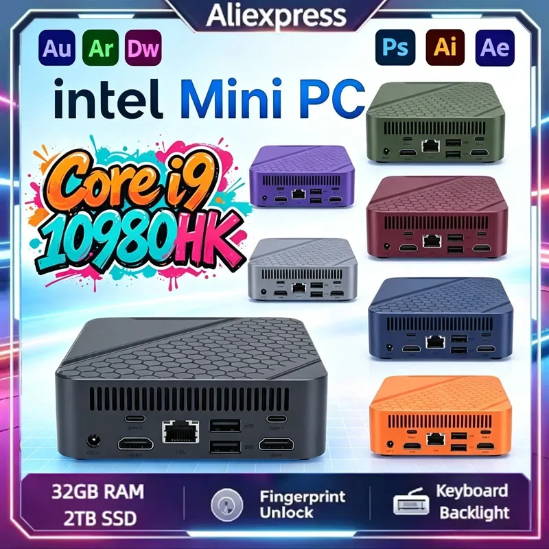ミニpc-ホスト-インテル-i9-10980hk-16gb-ddr4メモリ-2tb-ssd-4kビデオデコード対応-ポータブル-コンパクト-ゲームデスクトップコンピュータ