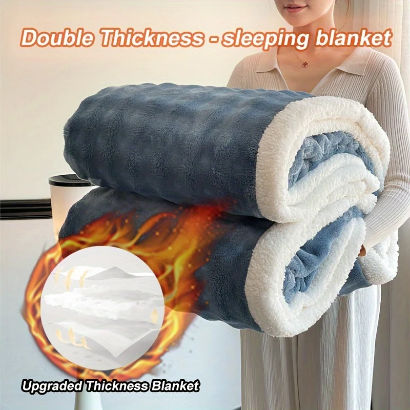 Soft and comfortable winter towel fleece blanket-double layer thickened fleece bed blanket, multi-purpose in all seasons