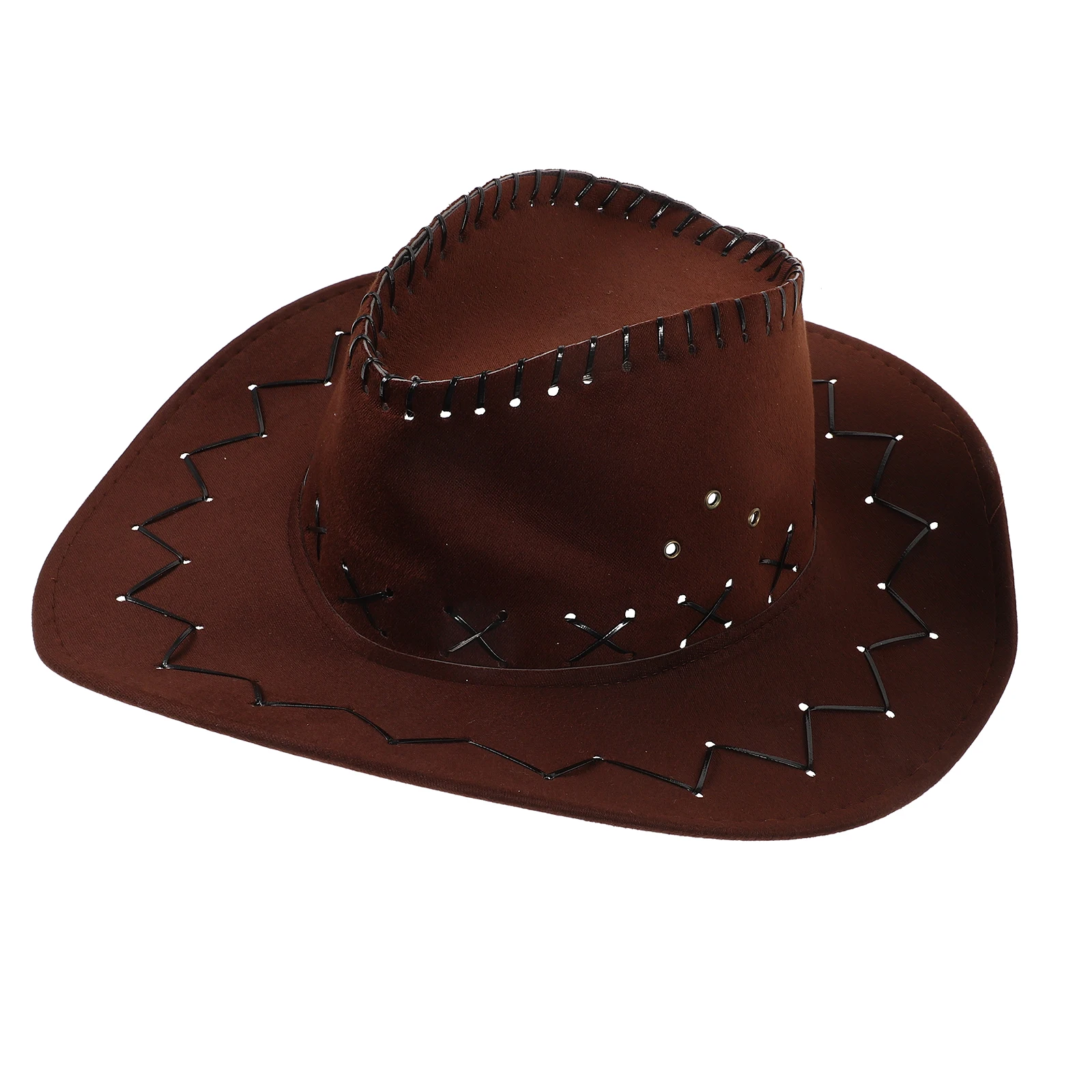 

Western Style Artificial Suede Wide Brim Hat For Unisex Party Halloween Costume Cowgirl Hat Gardening Camping Travel