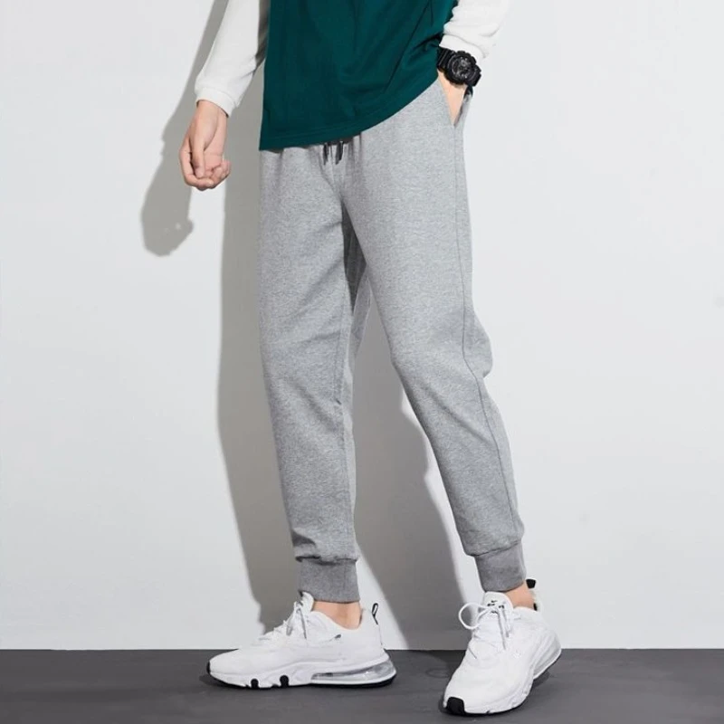 Mens Thick Warm Ribbed Ankle Sports Trousers Loose Fit Youth Casual Bottoms Cold Weather