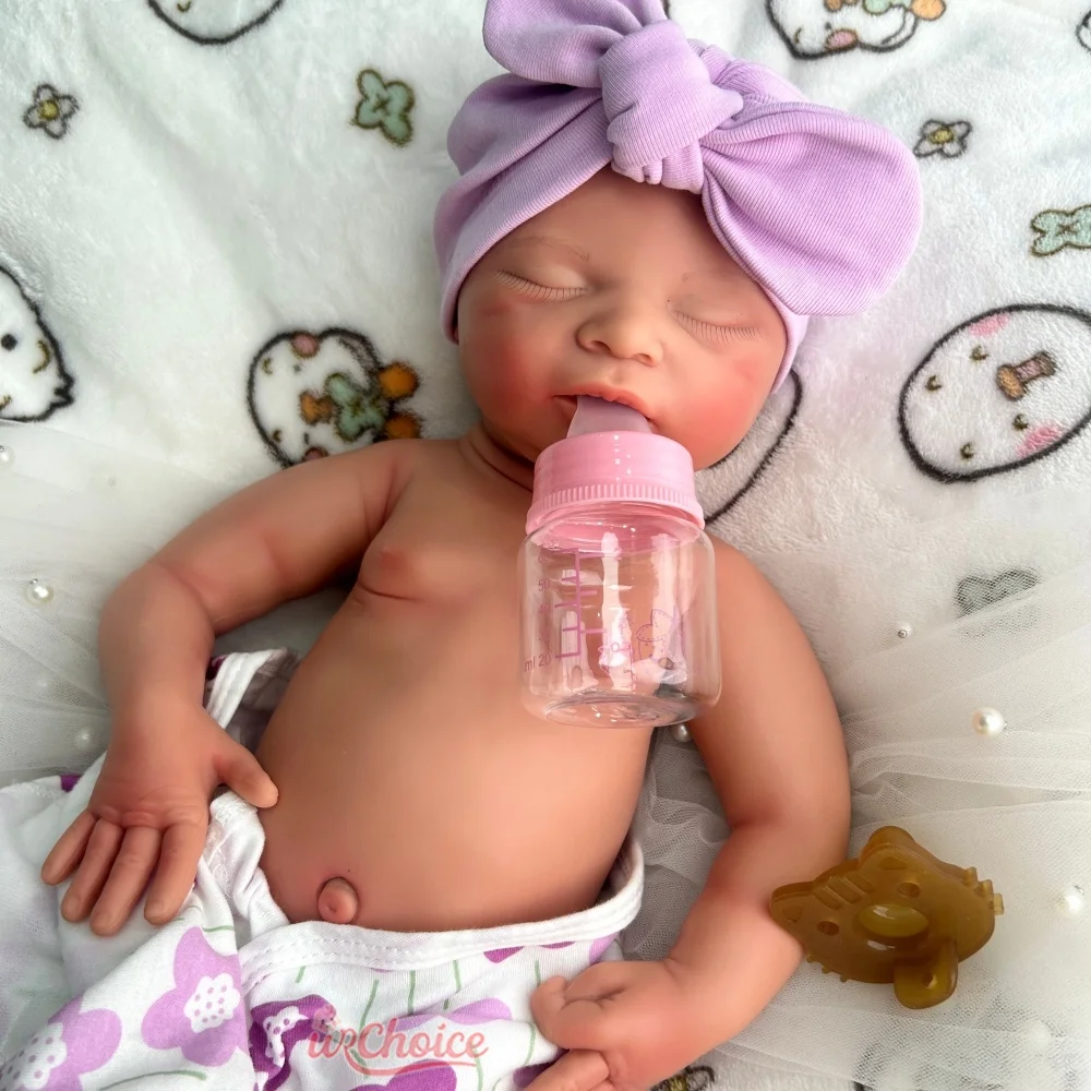 20 Zoll Laura Ganzkörper-weiche Baby-Mädchen-handgemachte Silikon-Reborn-Puppe mit offenem Mund, wasserdichte Puppe für Sammlerstücke, Kinderspielzeug