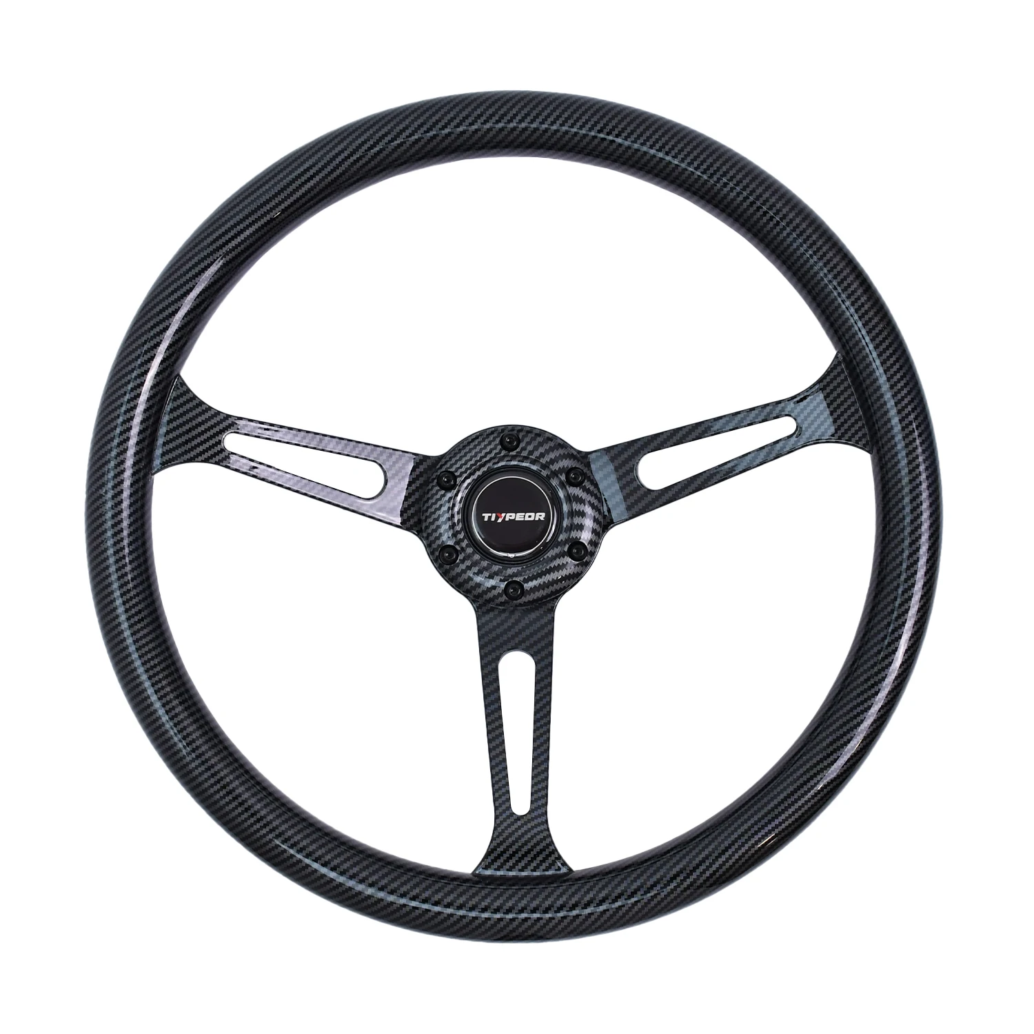Tiypeor 380MM ABS Volante Sport Universal Black Spoke Classic Vintage Drift Steering Wheel