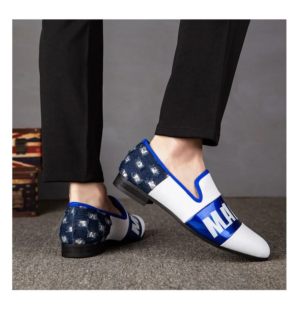 2024 New Men\'s Casual Shoes Fashion Print Modern style Casual Slip on Formal Loafers White Men Moccasins Flat Male Driving Shoes