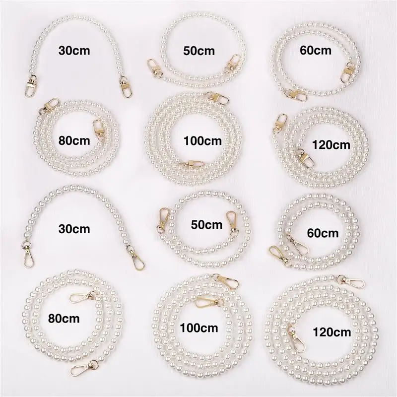 30-120cm Pearl Strap For Bags Handbag Handles DIY Purse Replacement Long Beaded Chain For Shoulder Bag Straps Pearl Belt