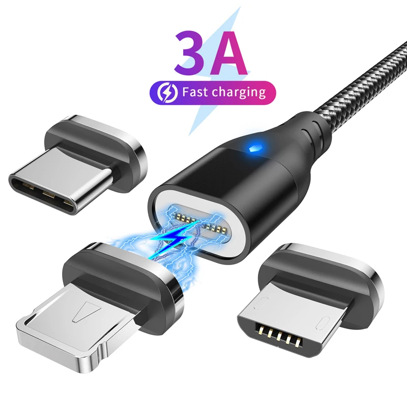 Магнитный кабель для быстрой зарядки Micro USB Type C для iPhone, Samsung, Xiaomi, Realme, OnePlus, Huawei.