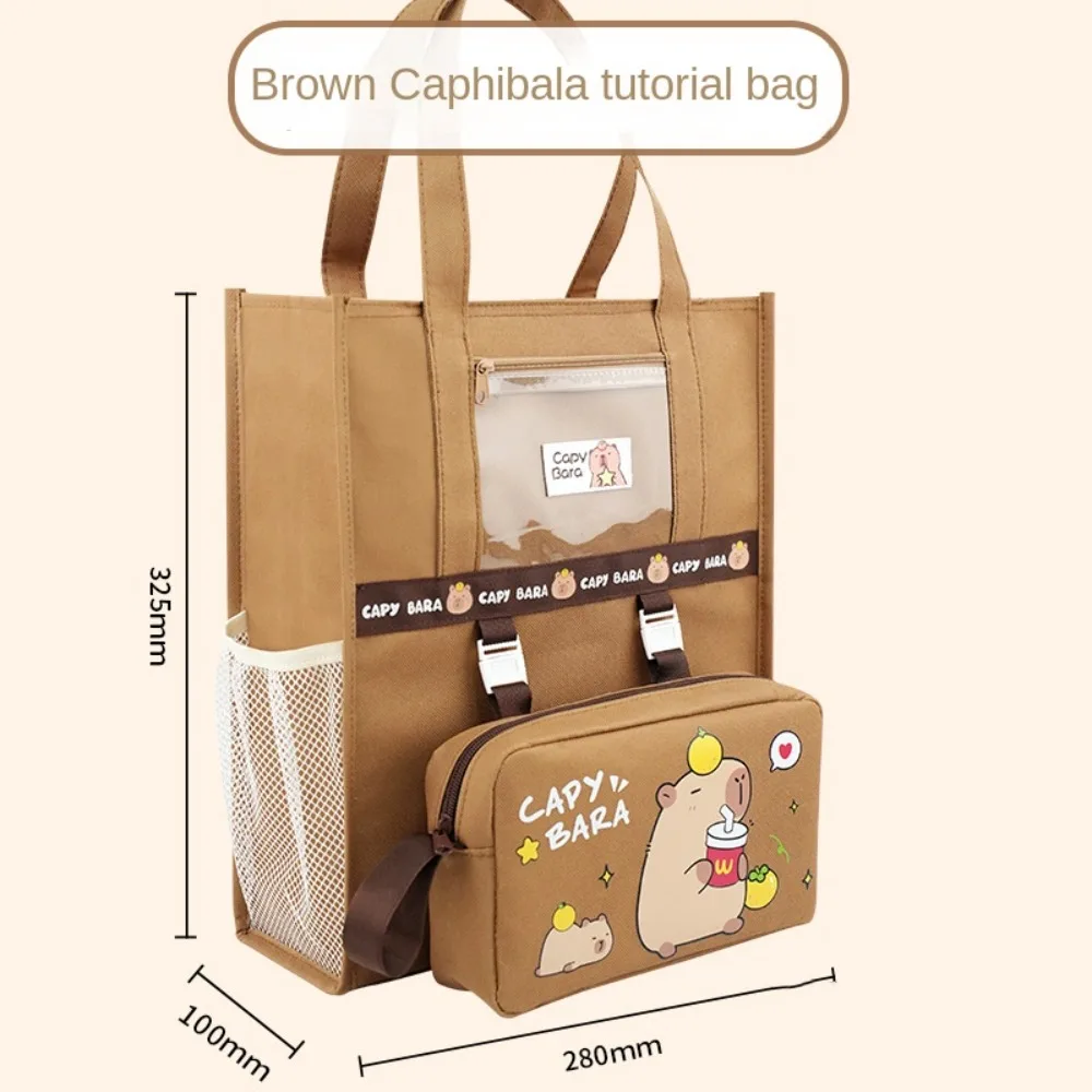 Capybara-Sac d'école de dessin animé de grande capacité pour étudiants, fourre-tout de haute qualité, sac à main portable étanche, fournitures d'apprentissage