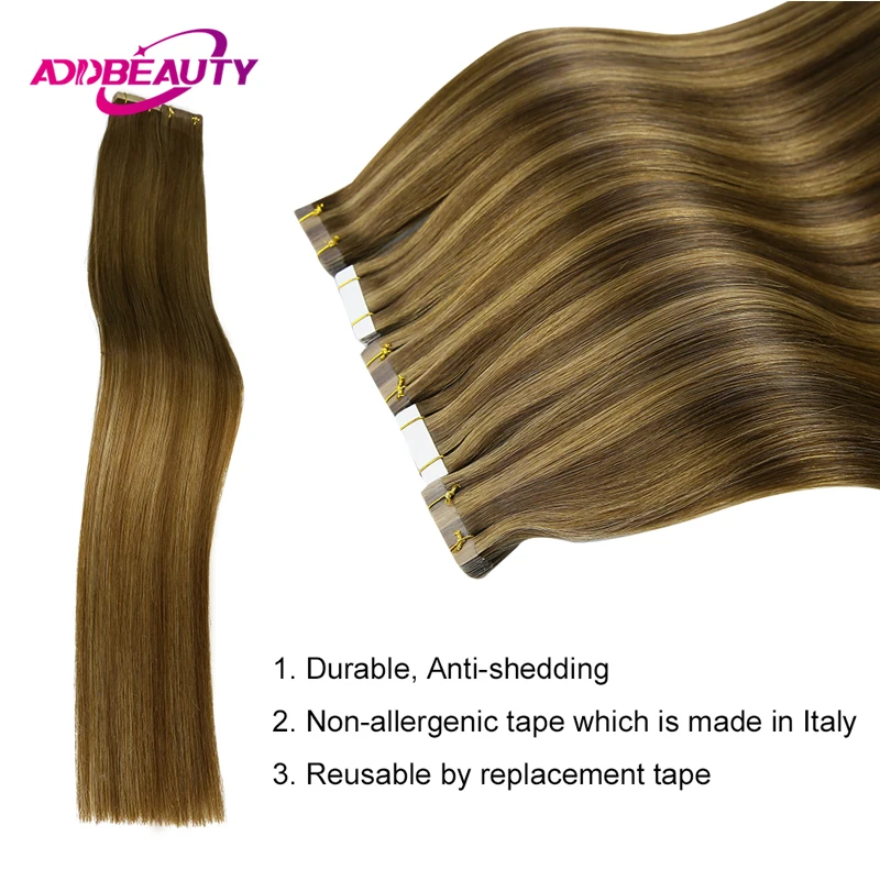 Tape in Human Hair extensions 2.5g/pc 20pcs Straight Brazilian Human Hair Extension Natural Hair Extension Ombre Blond Tape Hair