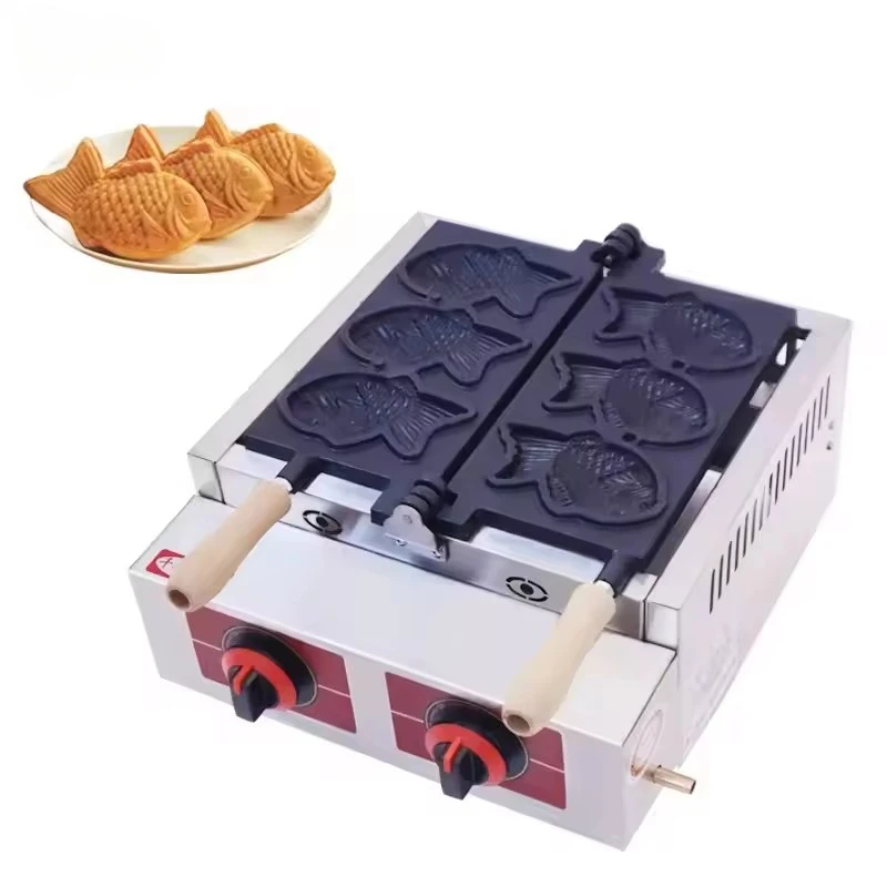 

Commercial Gas Taiyaki Waffle Machine LPG LNG Flame-out Protection Professional Ice Cream 3 Fish Shape Waffle Maker