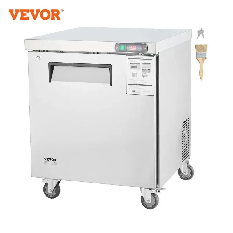 VEVOR 상업용 냉동 냉장고, 샌드위치 샐러드 준비 테이블, 7.4Cu.Ft 식품 준비, 레스토랑 바용 프로스트 프리 냉장고, 28 인치