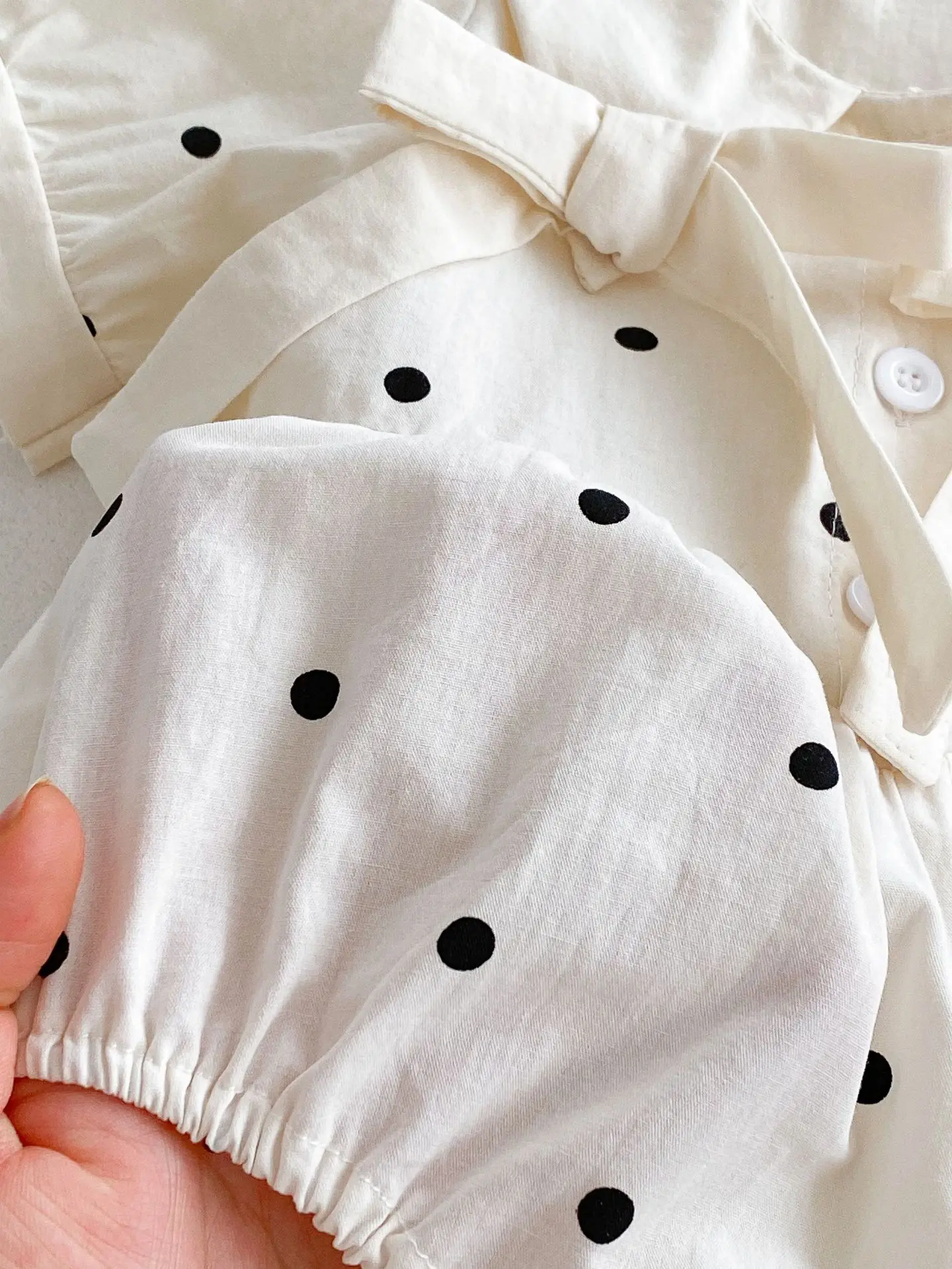 Summer Newborn Girl Baby Cute Dots Short Sleeve Bodysuit Infant Thin Comfort Casual Lapel Onesie + Hairband 2pcs Children Romper