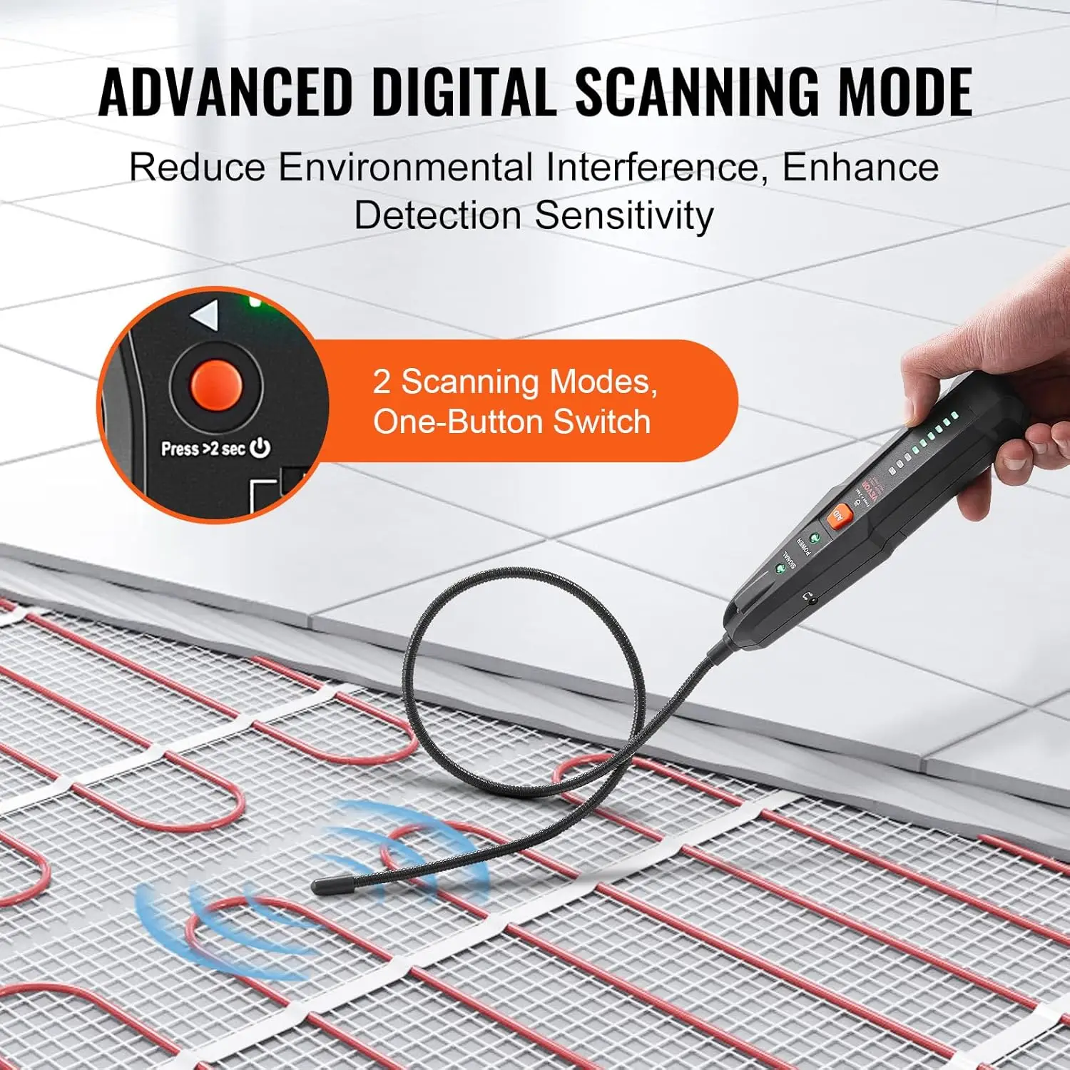 Underground Cable Locator, 6.5Ft Max Detection Depth Wire Tracer Break Detector Finder with Earphone, 3280Ft Max. Detection