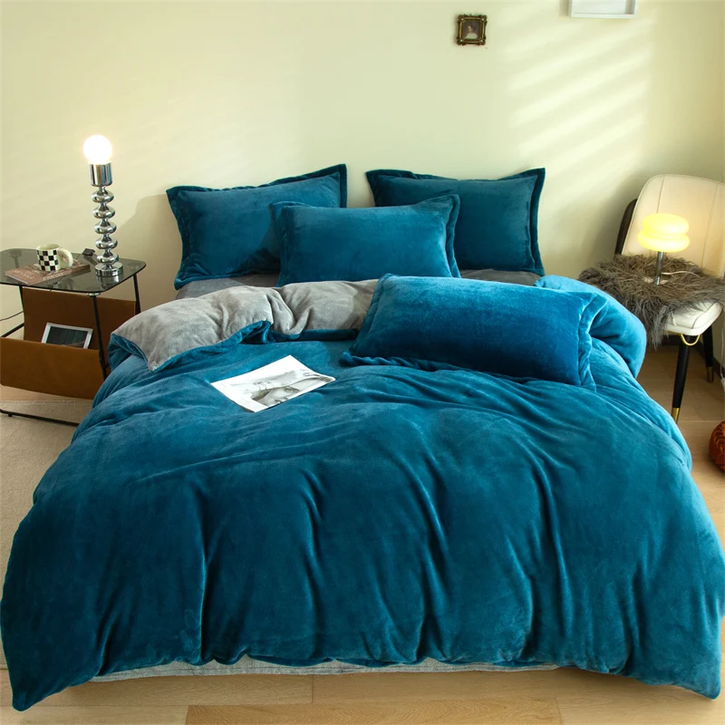 

Winter Milk Velvet Thickened Flannel Double sided Velvet Coral Velvet Single piece Duvet Cover without Pillowcase Bed Sheet