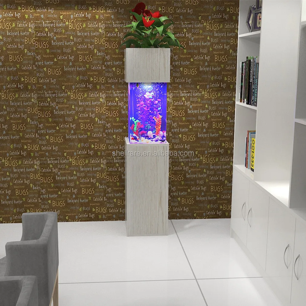 Wood Frame Acrylic Panel Fish tank Aquarium for Indoor Home Decoration