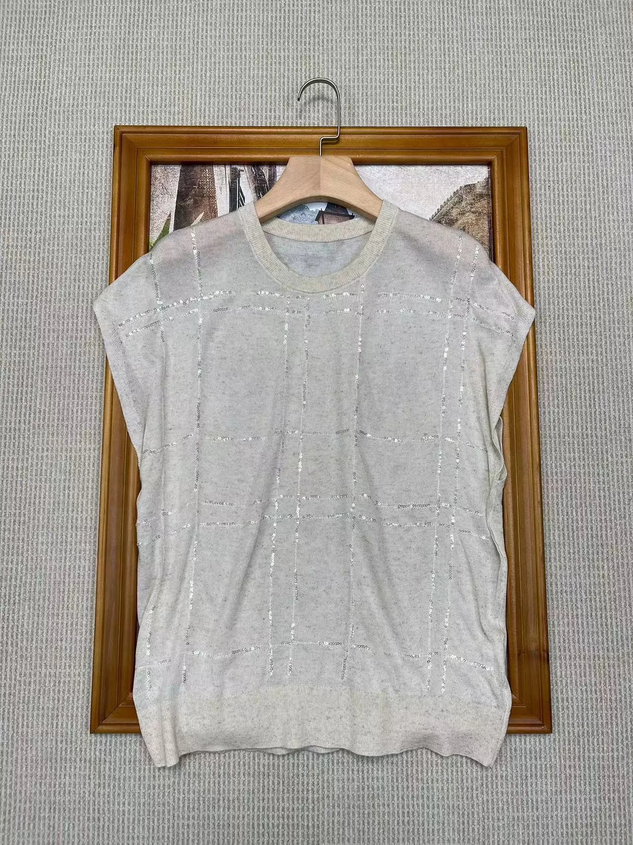 루즈핏 린넨 니트 라운드넥 티셔츠, 세련된 디테일, 편안한 캐주얼 여성용 여름 상의