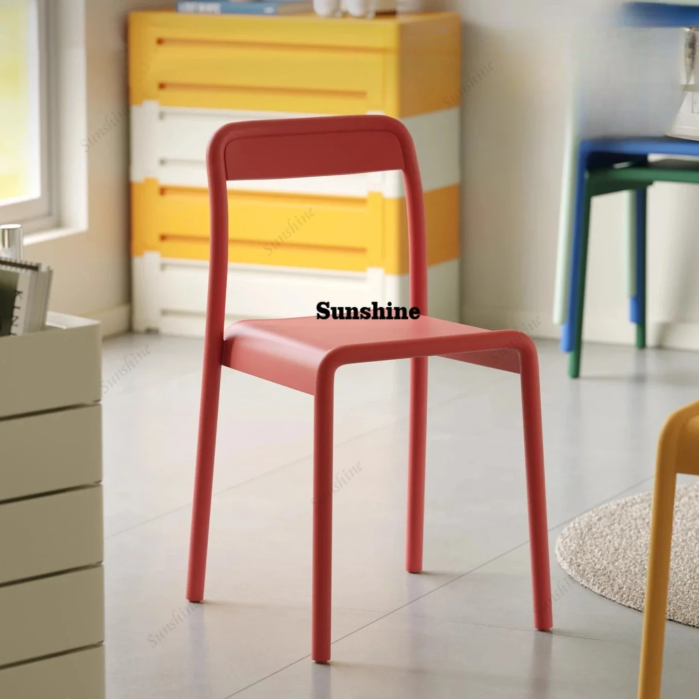 Simple Plastic Home Thick Back Chair Stackable Leisure Light Luxury High-end Dining Chair Dopamine Chair  FT