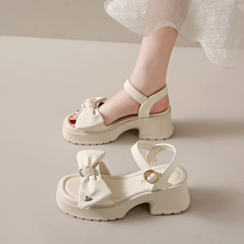 

Fairy style thick soled sandals for women wearing summer 2024 new thick heels with fashionable beach shoes