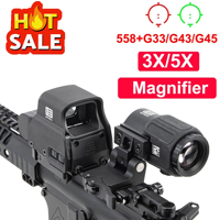 EOTECH 558 Holographic Collimator Red Dot Sight G43/G33/G45 3X 5X Magnifier Airsfot Hunting Gear W/ 20mm Rail Mounts & QD Lever