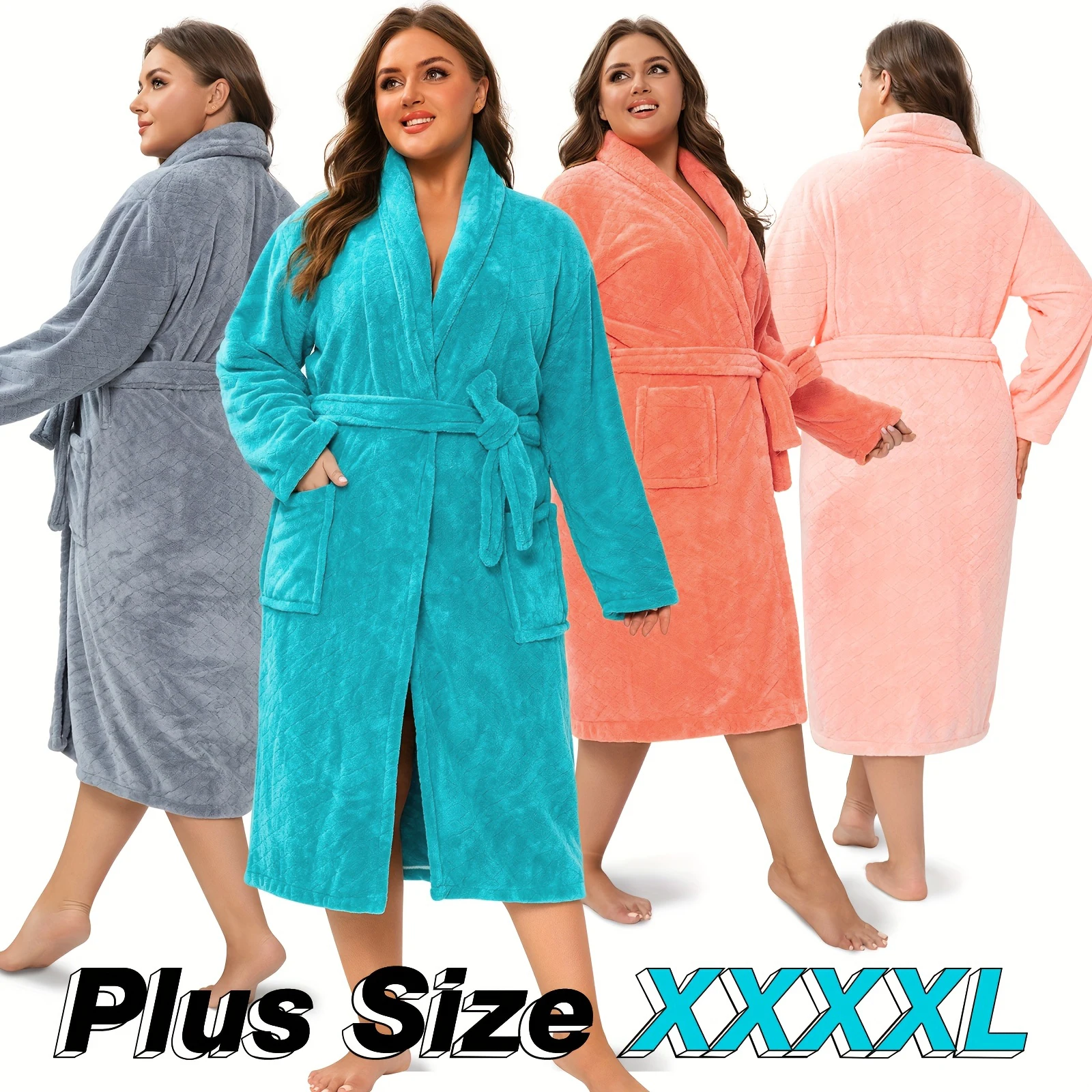 

Plus Size Women's Bathrobes Coral Fleece Bathrobes Super Absorbent Bath Towels Quick Drying Soft Skin-friendly Nightgowns