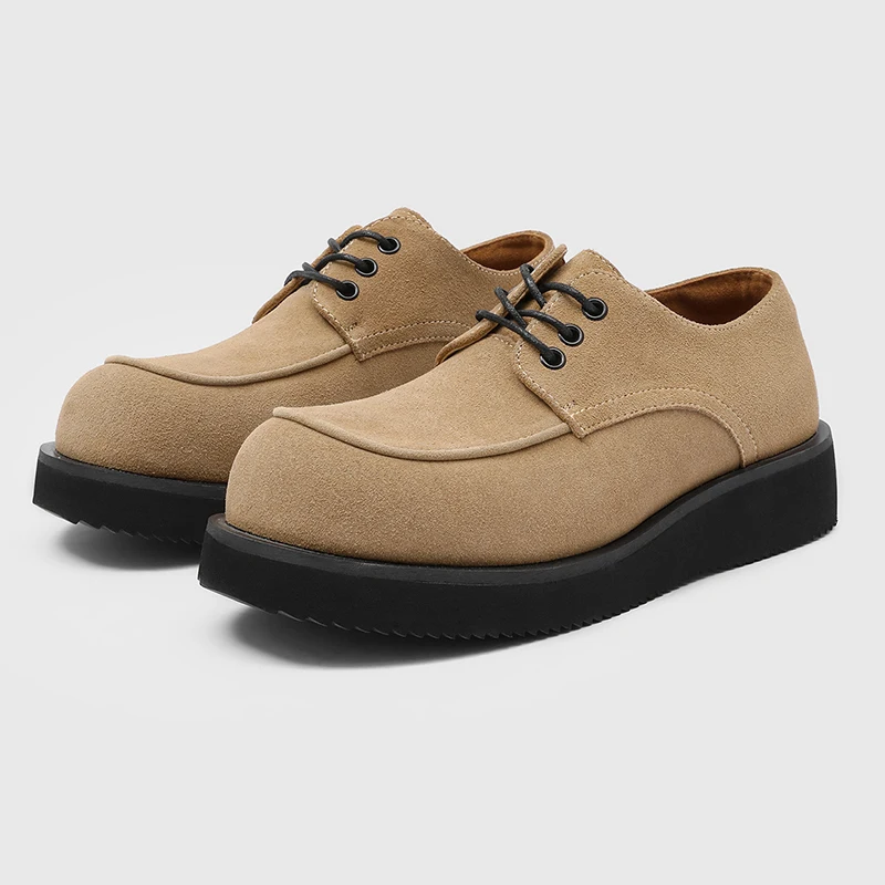 

Men Derby Shoes Faux Suede Flat Bottom Comfortable Classic Round Toe Men Shoes Size 38-46