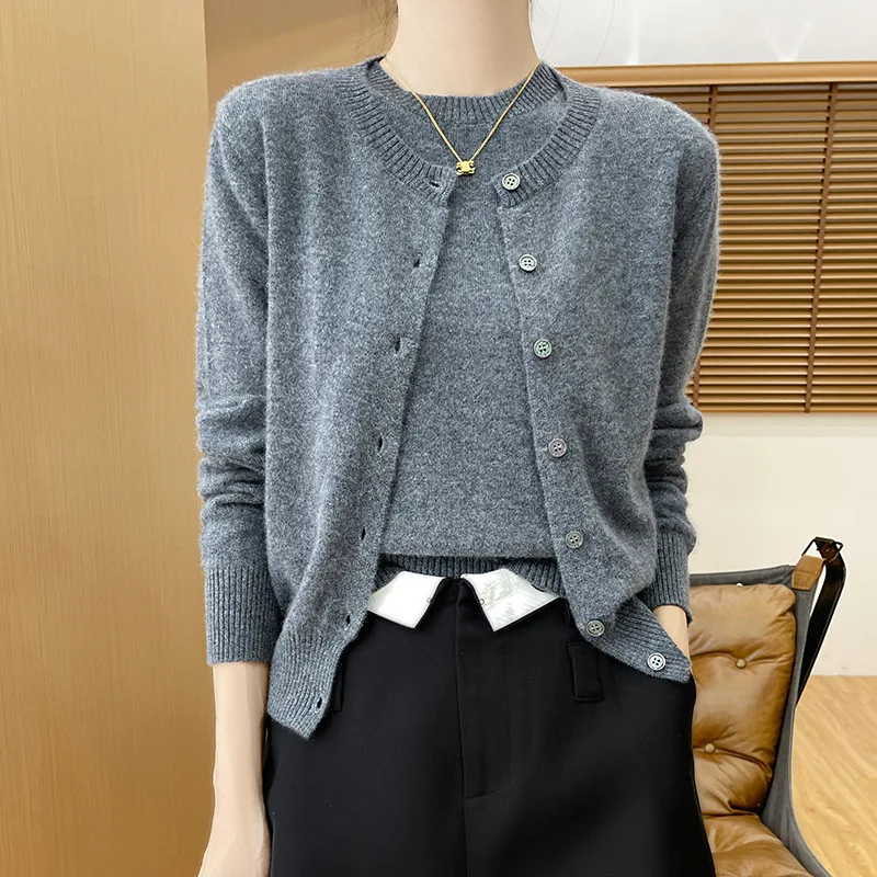 2024 Autumn and Winter New Strict Selection Wool Korean Style Niche Style Design Sense Ladies Vest Cardigan Two-Piece S