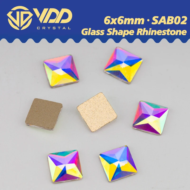 VDD 6x6mm 100/500/1440Pcs Shape Glass Crystal AB Rhinestones Flatback Strass Glitter Stone Nail Art DIY Crafts Accessories SAB02