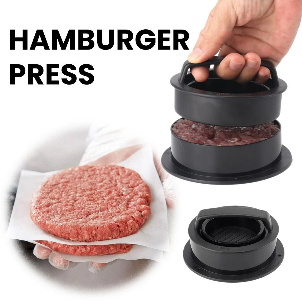Prensa redonda para hamburguesas y hamburguesas, parrilla de carne, ABS de calidad alimentaria, ayudante para hamburguesas, prensa para carne, chuletas, molde para hacer hamburguesas, utensilios de cocina