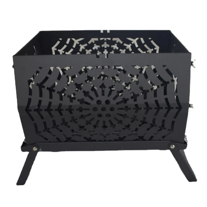 

Outdoor Courtyard Carbon Steel Fire Table Folding BBQ Grill Removable Portable Campfire Rack Firewood Stove Wholesale