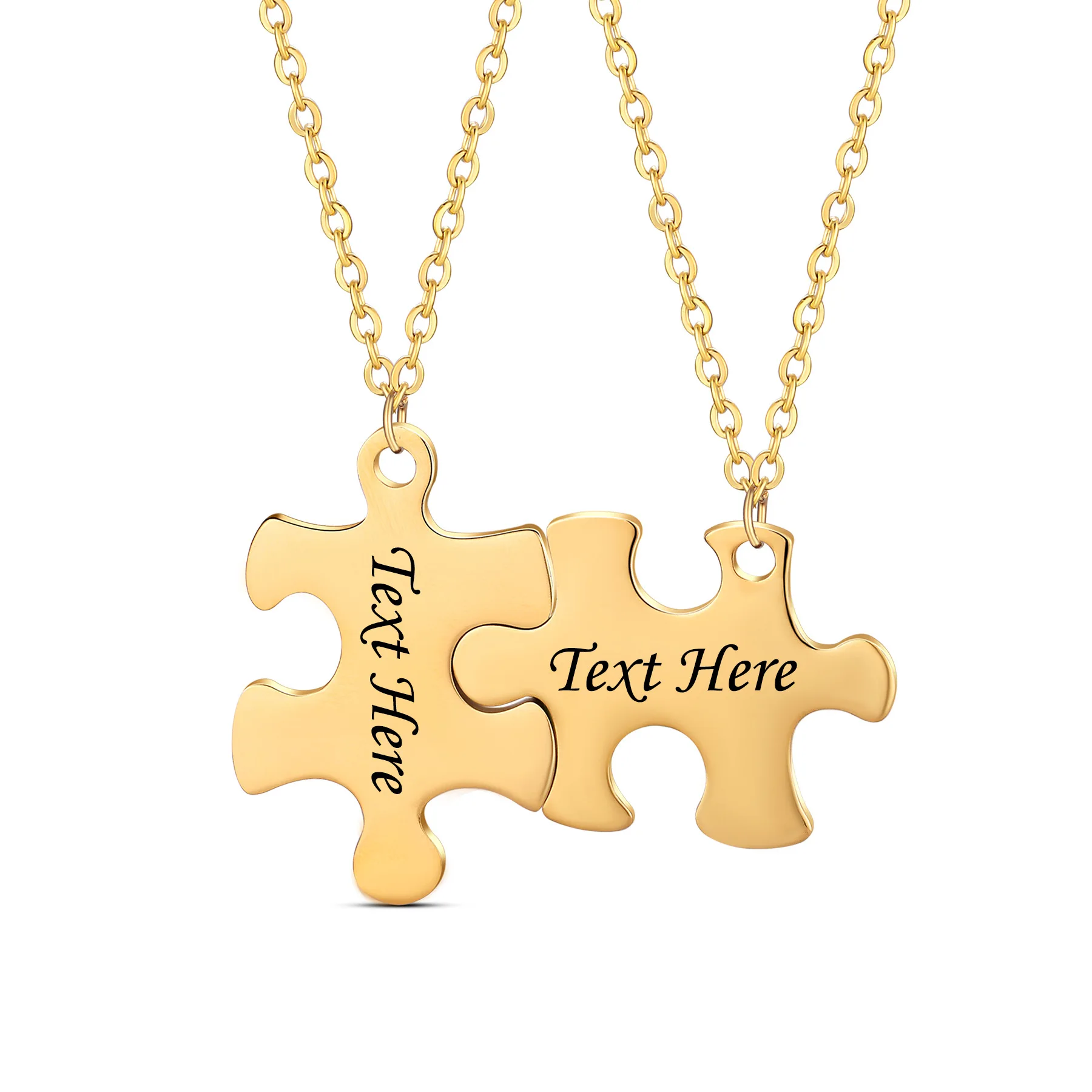 

Custom Words Jigsaw Puzzle Pendant Couple Necklace For Women Men Stainless Steel Personalized Letters Choker