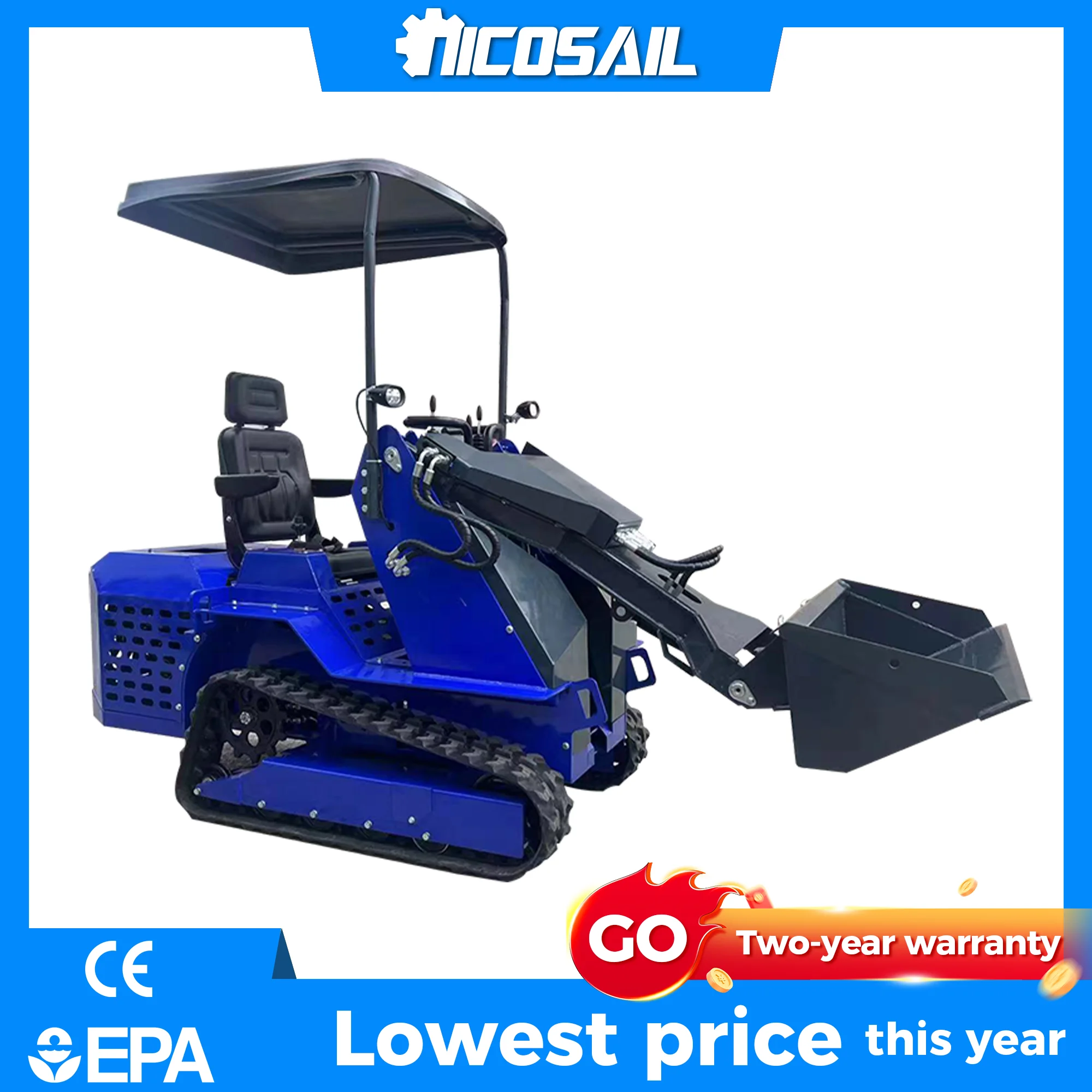 

Ride On Skid Loader 800kg CE Certified Euro 5 Mini Skid Steer Loader for Garden Landscaping