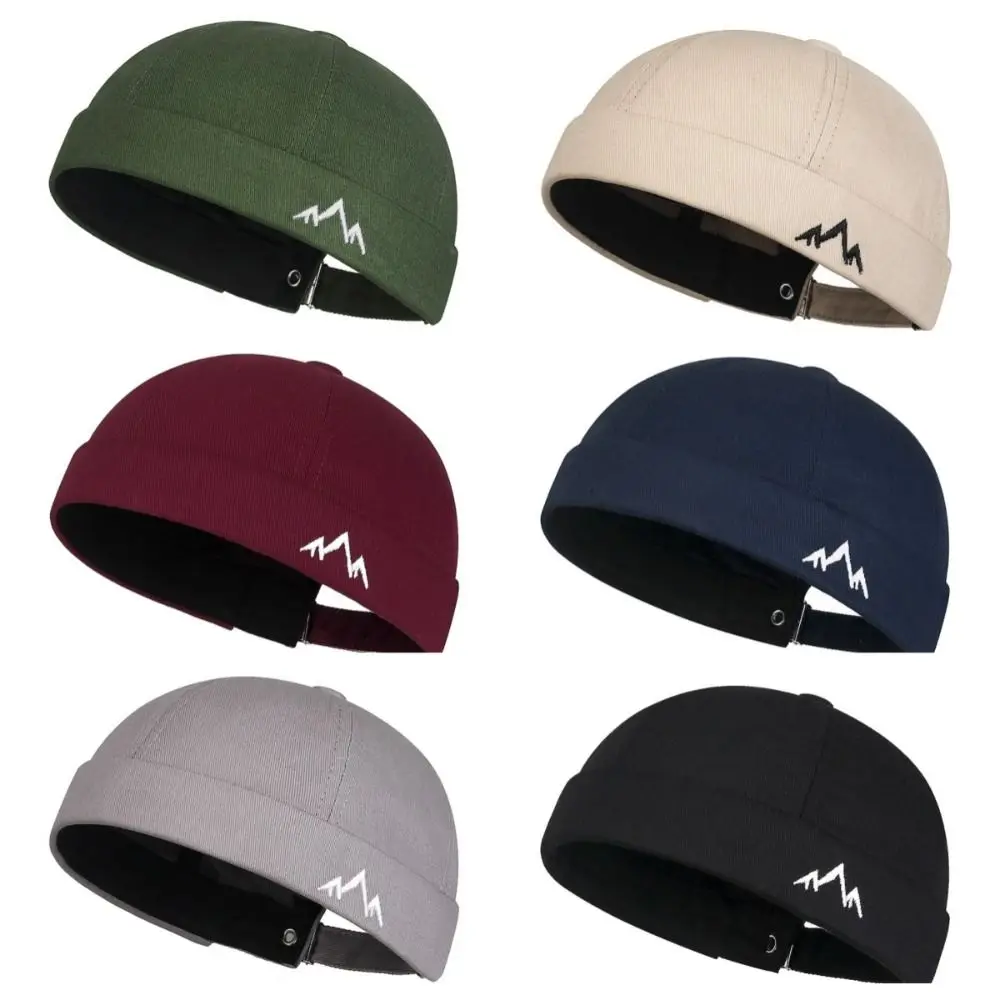Casquette Docker Unisexe Rétro Brodé Sans Bord Couleur Unie Respirante Réglable Style Melon Bonnet