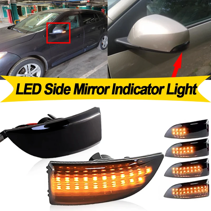 2 uds para Renault Grand Scenic III Fluence 2009 2010 2011 2012 2013 2014 2015 luz LED de intermitente luz de espejo trasero lateral