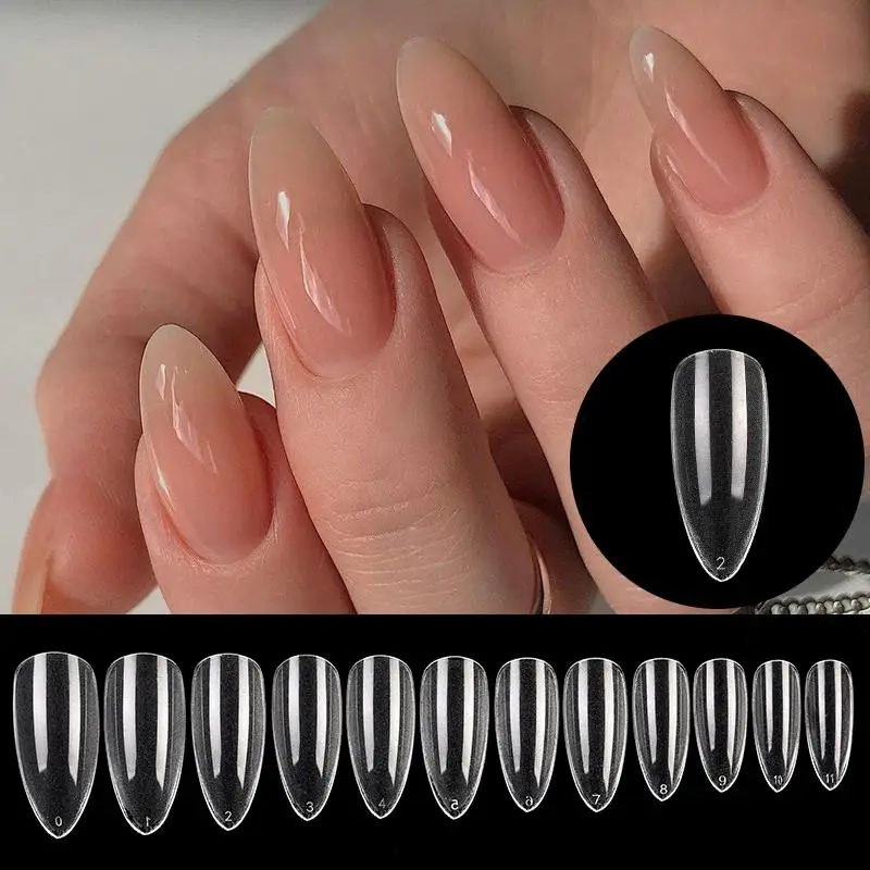 1Bag Matte Press On Nail Tips Full Cover False Nail Oval Almond Sculpted Fake Nail Artificial Soft Gel Nail Tips Art Accessories