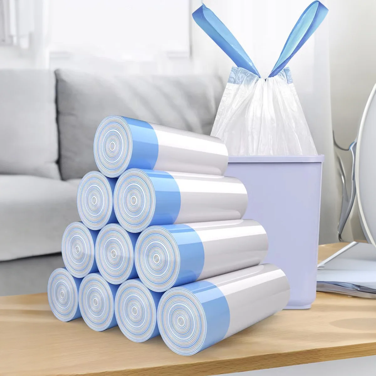 Drawstring garbage bag household portable kitchen thickened large student dormitory automatic closing Lat thick plastic bag