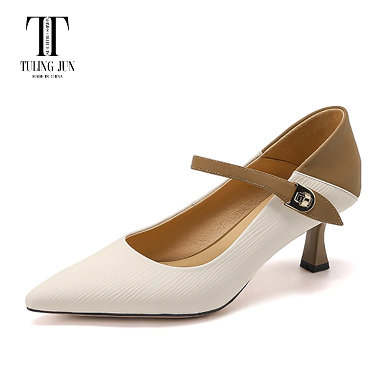 

TULING JUN 2024 Spring Autumn Women's Shoes High Heel Pointed Toe Elegant Temperament Soft The Workplace Pumps Shoes For Women L