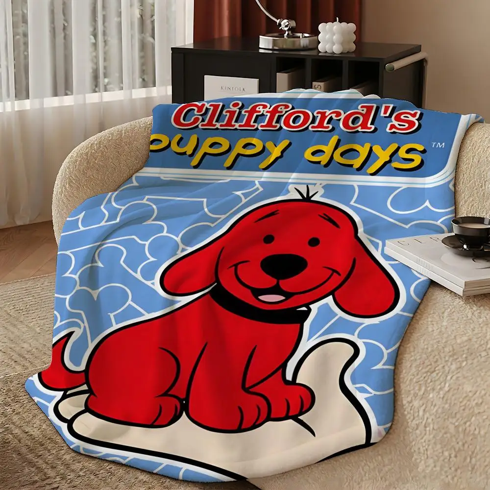 cartoon C-Clifford the Big Red Dog-g Throw Warm Soft Flannel Blanket, Multi-use for Sofa Bed Camping Travel Nap - view 3