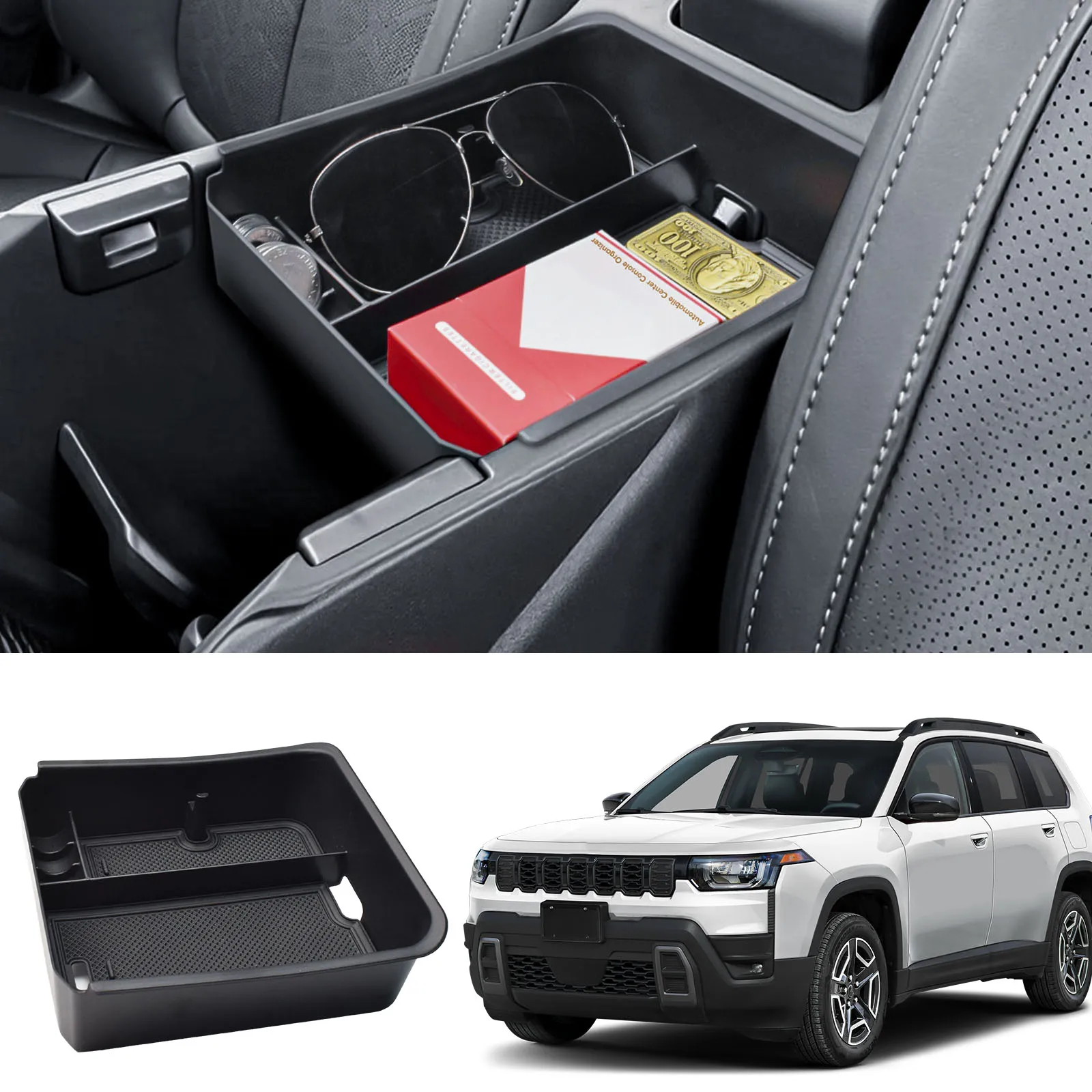 

Center Console Organizer Tray For 2026+ Jeep Cherokee (Base/Laredo/Limited/Overland) Armrest Storage Car Box Insert Accessories