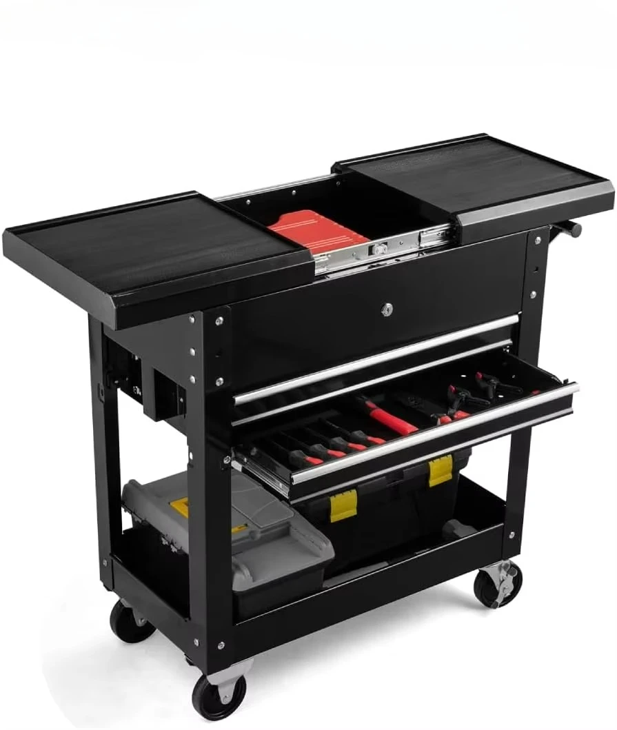 #￥forRolling Tool Cart Lockable Utility Storage Chest Keyed Lock 2 Drawers Side Handle Heavy-Duty Garage WorkshopDIY GiantexUK 1