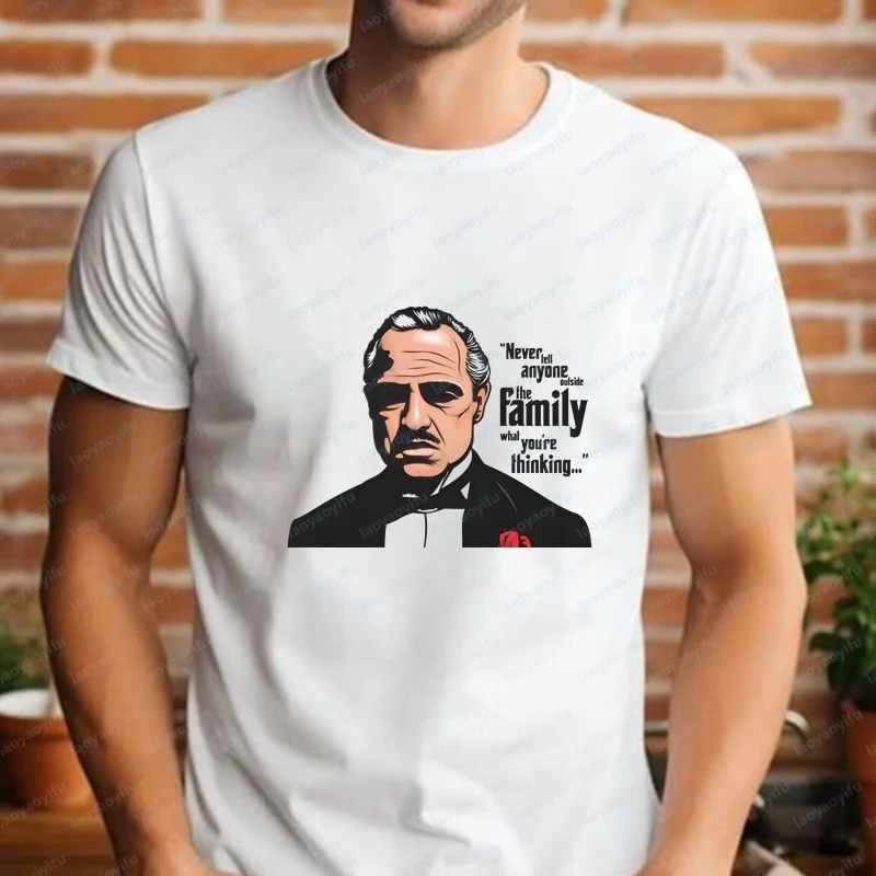 Streetwear Revival The Godfather Summer Fashion Short-sleeved Men's and Women's Round-neck Shirts, Comfortable T-shirts