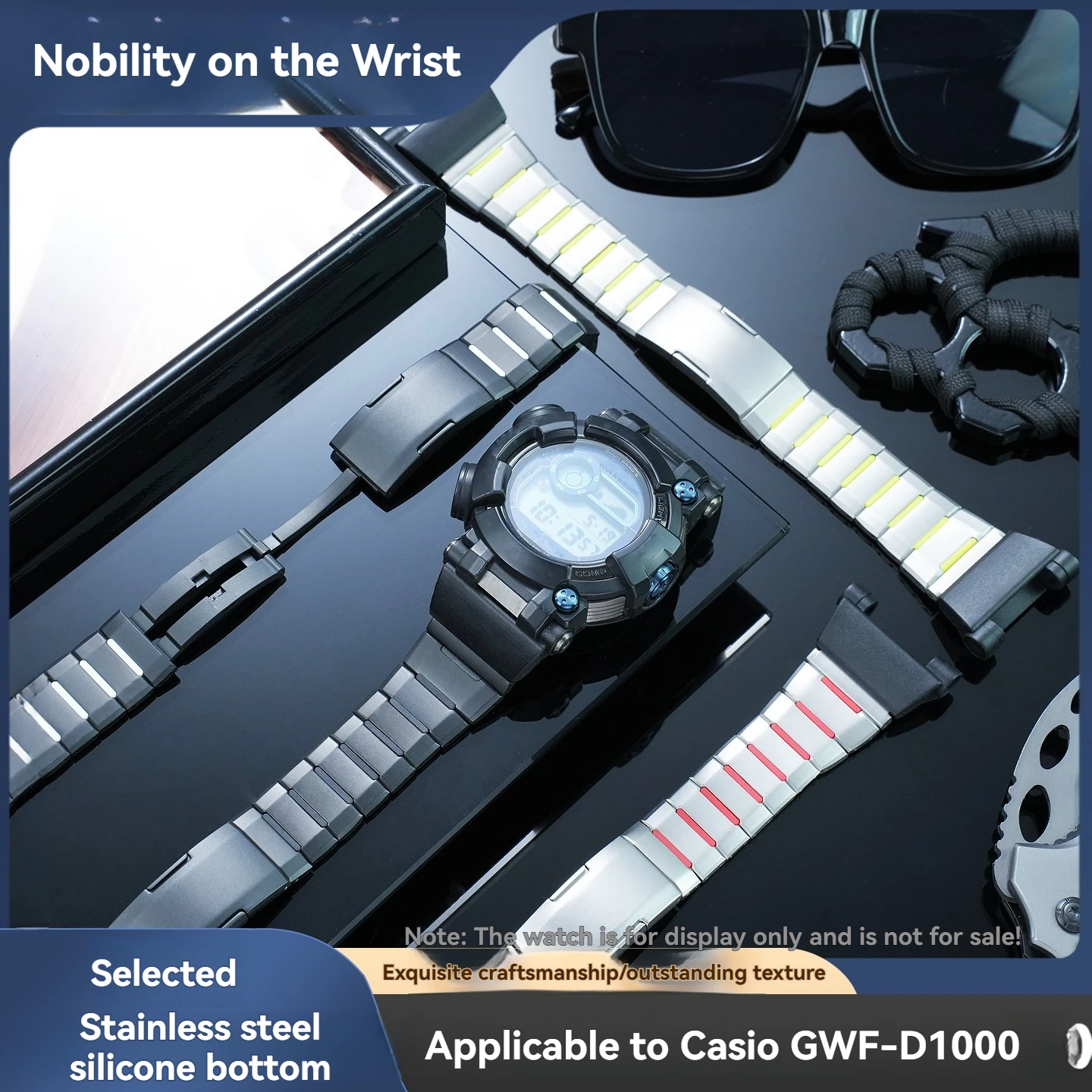 Suitable for Casio sixth-generation Frogman GWF-D1000 outdoor sports diving modified silicone bottom stainless steel watch strap