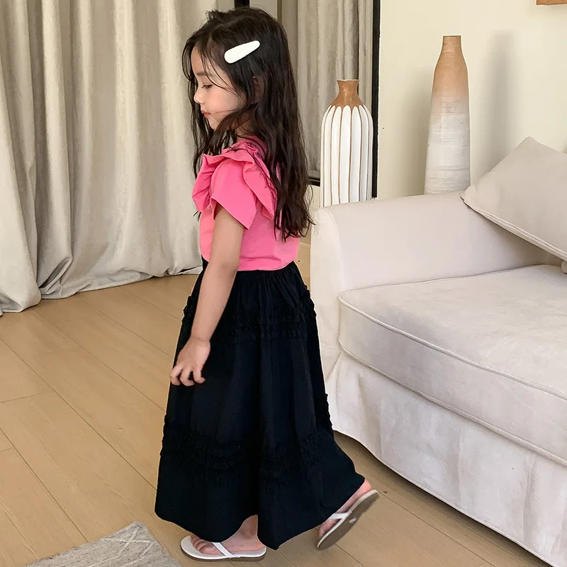 1-10Y girls spring summer dress senior half skirt Korean version  foreign princess girl A-word fairy lotus leaf skirt90-140cm